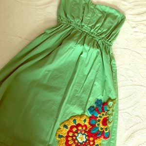 Beautiful Green strapless dress.